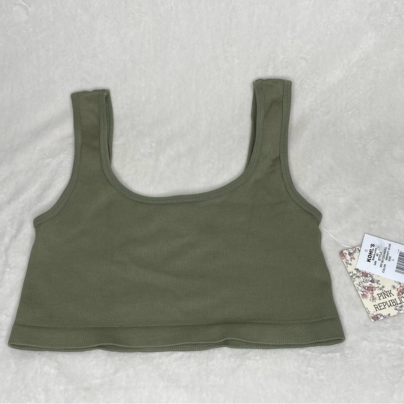Pink Republic Green Ribbed Crop Tank Top - Picture 1 of 6